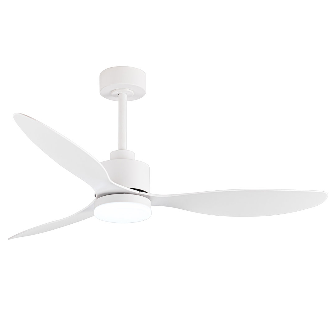 Loritta 52'' 3 - Blade Large Indooor Ceiling Fan With Light Kit and Remote, 3 LED Colors, 6 Speed Noiseless DC Motor, Timer